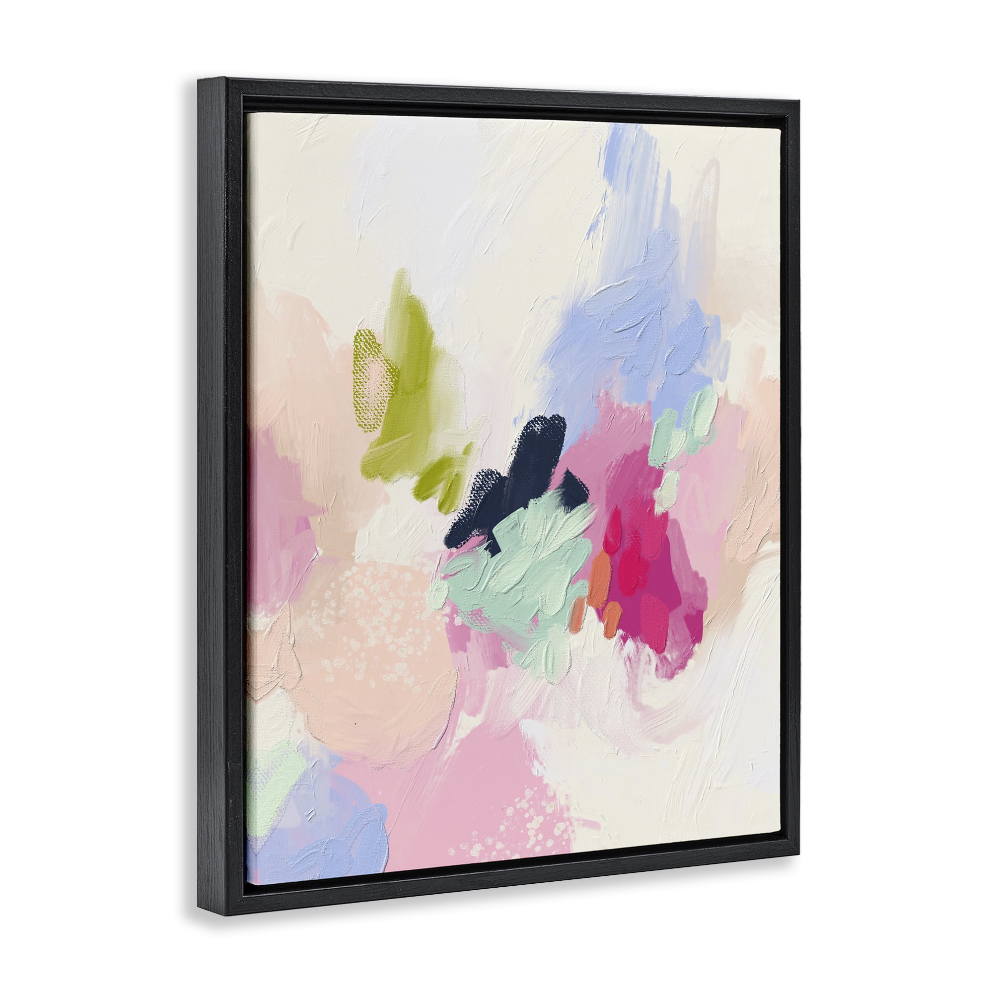 Stupell Industries Pastel Abstract Paint Strokes Abstract Painting Black Floater Framed Canvas Art Print Wall Art, 17 x 21