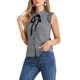 thumbnail image 4 of CAMISA DE OFICINA SIN MANGAS CON VOLANTES Y LAZO PARA MUJERES INSPIRADA EN CHIC, GINGHAM, TAMAÑO S, AZUL OSCURO, 4 of 6