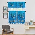 thumbnail image 4 of Kitchen Window Curtains Valance and Tier Set, Blue Sea Turtles Motherfish Sea Gall Shells Rod Pocket Tier Curtain Valance Set, Oceans Corals Light Filtering Cafe Curtains for Bedroom Living Room, 4 of 9