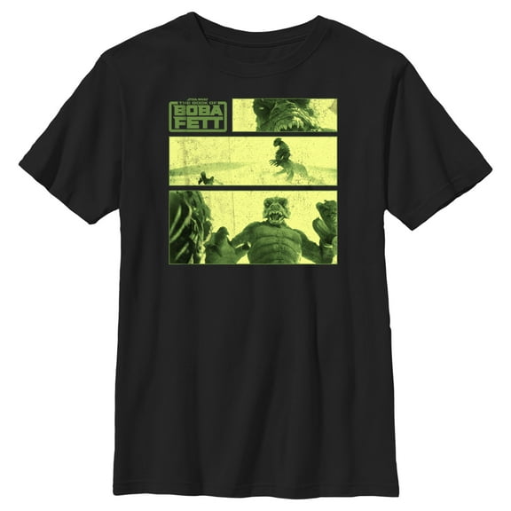 Boy's Star Wars: The Book of Boba Fett Sand Creature Panel Graphic Tee Black Small