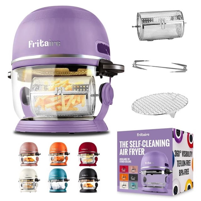 Freidora de aire no tóxica - AirFryer de vidrio de 5 cuartos con visibilidad de 360, autolimpieza, freidora de aire Vortex de 400 F para una cocción uniforme, sin BPA, sin teflón, funciones 6 en 1, as