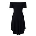 thumbnail image 2 of Plus Size Off Shoulder Short Sleeve Skater Dress for Women - Elegant High Low Fashion Outfit for - Stylish Comfortable Fit - for Parties and Events, 2 of 4