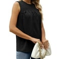 thumbnail image 4 of Inadays 2023 Women's Summer Top Ruffle Sleeveless Blouse Swiss Dot Flowy Shirt Tunic Top Summer Casual Cute Blouse, Black, L, 4 of 7