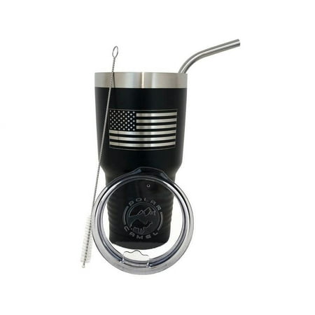 

States Of America Flag Travel Mug For Men & Women Polar Camel Black Vacuum Insulated Stainless Steel With Clear Lid Stainless Steel Straw And Straw Cleaner (30 Oz)
