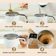 thumbnail image 6 of Electric Coffee Mug with a Built-in LCD Thermometer, 380ML/13OZ Rechargeable Self Stirring Mug with Lid and Temp Display, 304 Stainless Steel Perfect for Brewing Coffee Milk Cocoa (White), 6 of 6