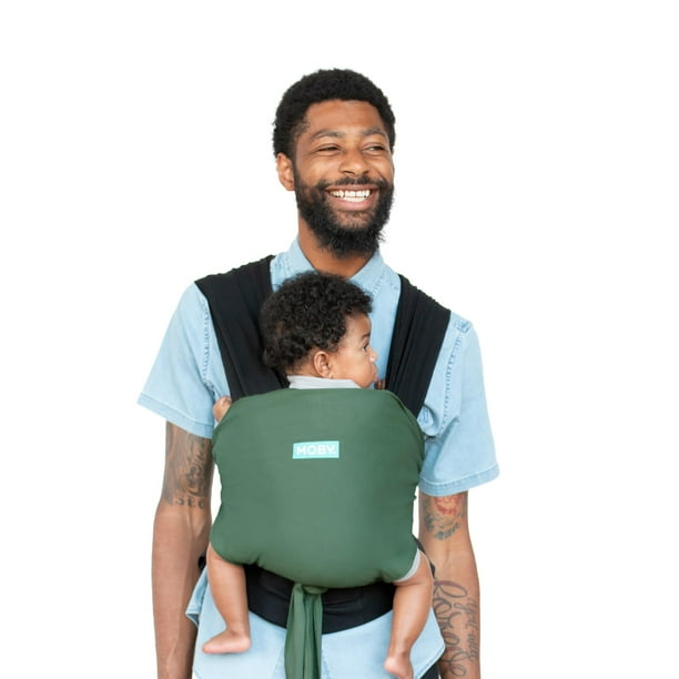 Moby Portabebés fácil de envolver para recién nacidos y niños pequeños (8-33 libras), portabebés, diseño liviano y manos libres para mamá y papá, ajustable para todo tipo de cuerpo (oliva/ónix)