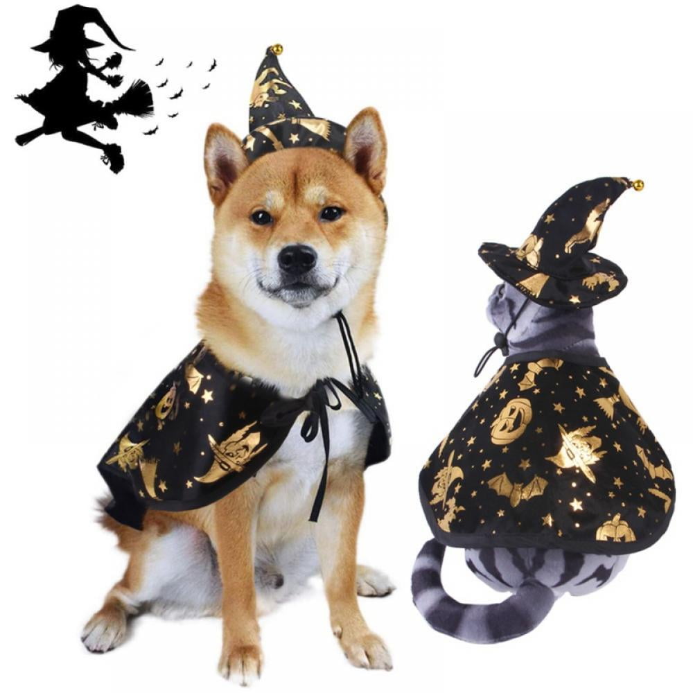 Wizard Costume for Small Dogs  Cat Kitten Cute Hooded Cloak Witch Cat Costume 