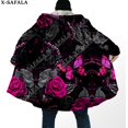 thumbnail image 2 of Capa de sueño con estampado 3D de mariposa Rosa oscura para hombres, abrigo grueso y cálido con capucha, abrigo de lana a prueba de viento, bata, manta, 4, 2 of 3
