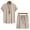 Beige, variant on Men's 2 Pieces Set Stand Collar Button Down Shirt and Drawstring Shorts Summer Beach Yoga Matching Outfits Gray 8