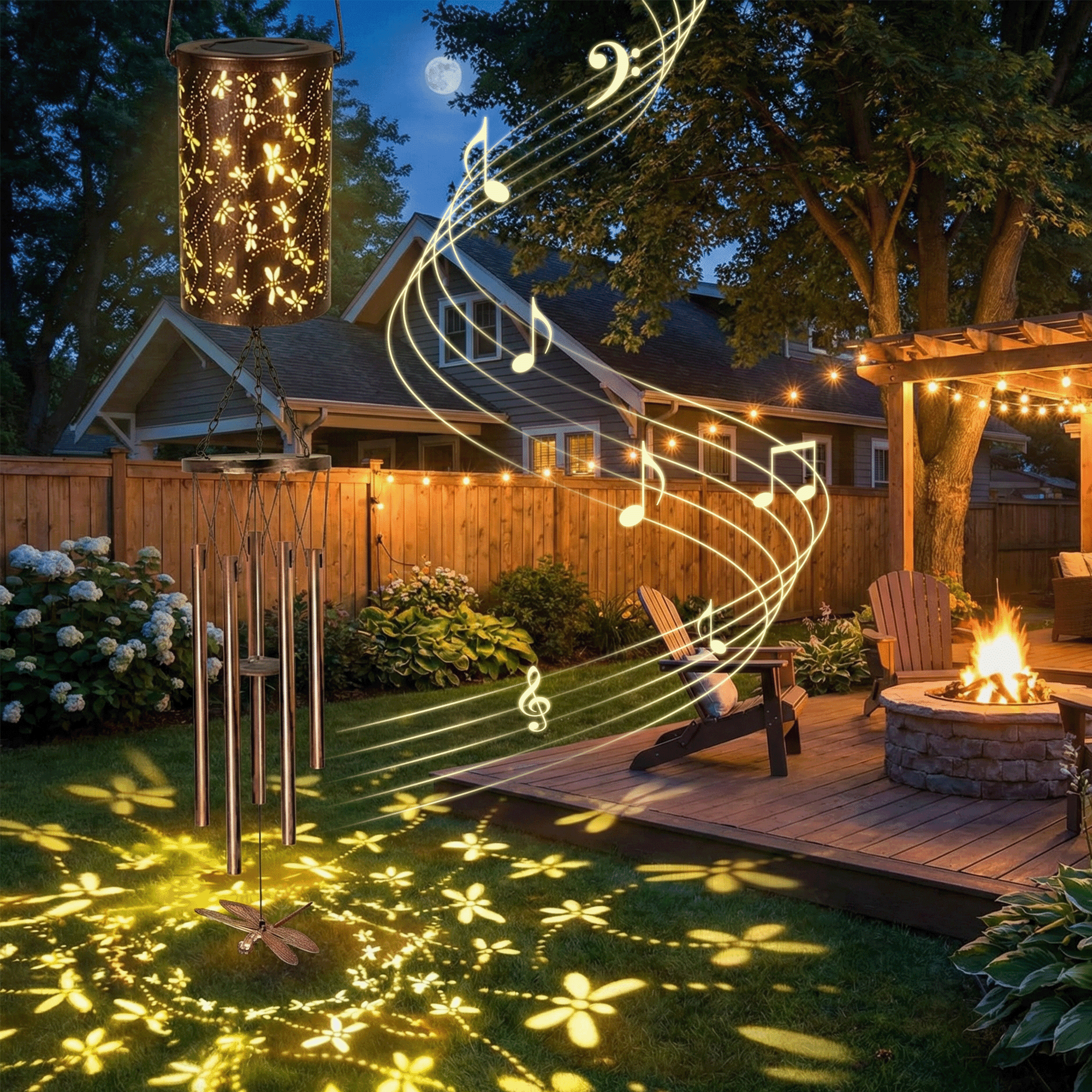 KEYAHAPPY Solar Wind Chimes for Outside, Windchimes Outdoors Solar Powered Lights for Garden Decor, Memorial Wind Chimes for Patio Porch Lawn Yard Decorations Outdoor, Dragonfly