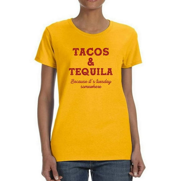 Tacos And Tequila It's Tuesday T-Shirt Women -Smartprints Designs, Female XX-Large