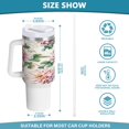thumbnail image 3 of 40 Oz Car Handle Water Bottle Water Cup Water Bottle Water Jug Coffee Cup Travel Water Bottle White Chrysanthemums, 3 of 8