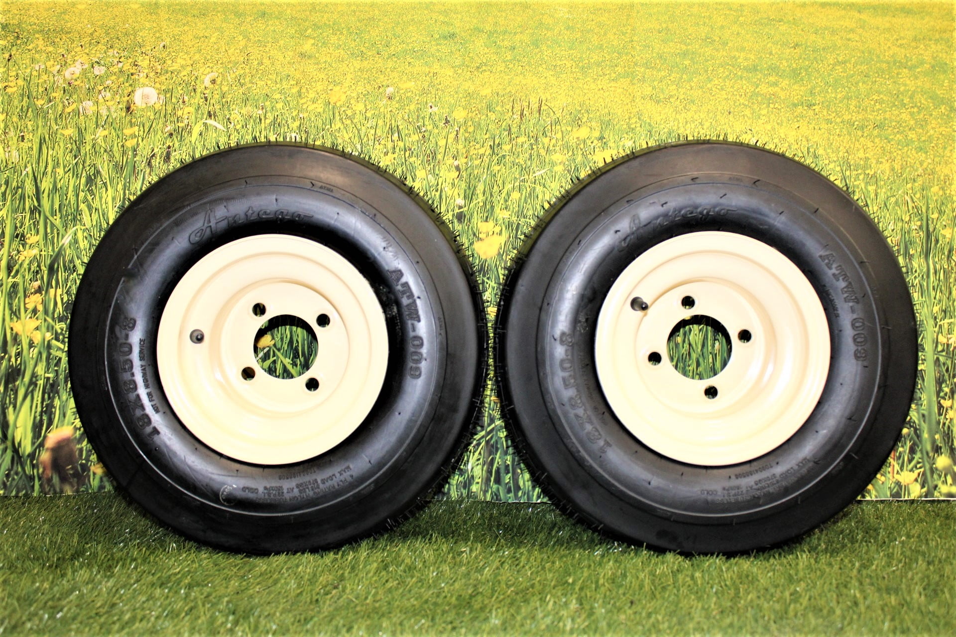 18x8.50-8 with 8x7 Tan Wheel Assembly for Golf Cart and Lawn Mower (Set of  2)
