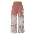 thumbnail image 4 of Yuwull Linen Pants for Women Womens Lightweight Summer Pants Casual Loose Wide Leg Pants Flower Print Plus Size Palazzo Pants for Women Vacition Beach Flowy Pants, 4 of 5