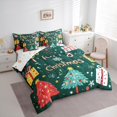 thumbnail image 3 of Manfei Graffiti Christmas Tree 7 Pieces Bedding Comforter Set,Merry Xmas Full Bedding Set,Cartoon Christmas Gifts Fitted Sheet Flat Sheet For Girls Kids,Microfiber Bedroom Decor Reversible, 3 of 8