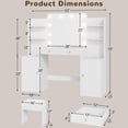 thumbnail image 2 of 53" White Vanity Set with Mirror and Lights, Akaber Makeup Vanity Desk with Chair and Charging Station for Bedroom, 2 of 9