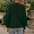 thumbnail image 5 of UJNDER Crewneck Long Sleeve Puff Sleeve Sweater for Women Casual Loose Knitted Pullover Green L, 5 of 9
