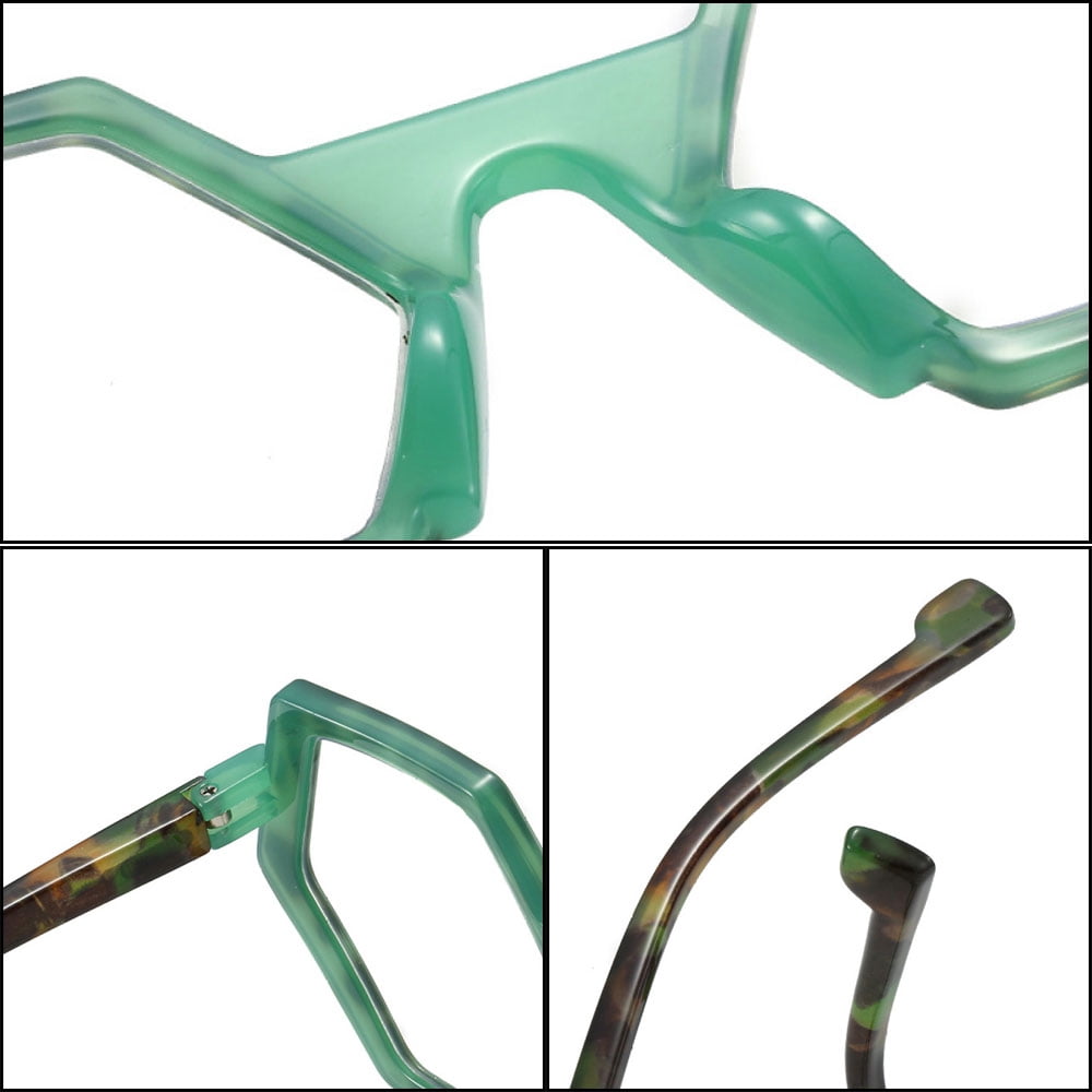 4 Pairs of Polygon Blue Light Blocking Reading Glasses 3.00 Oversized Tortoiseshell Presbyopic Glasses Stylish Candy Color Spring Hinge Readers +3.00