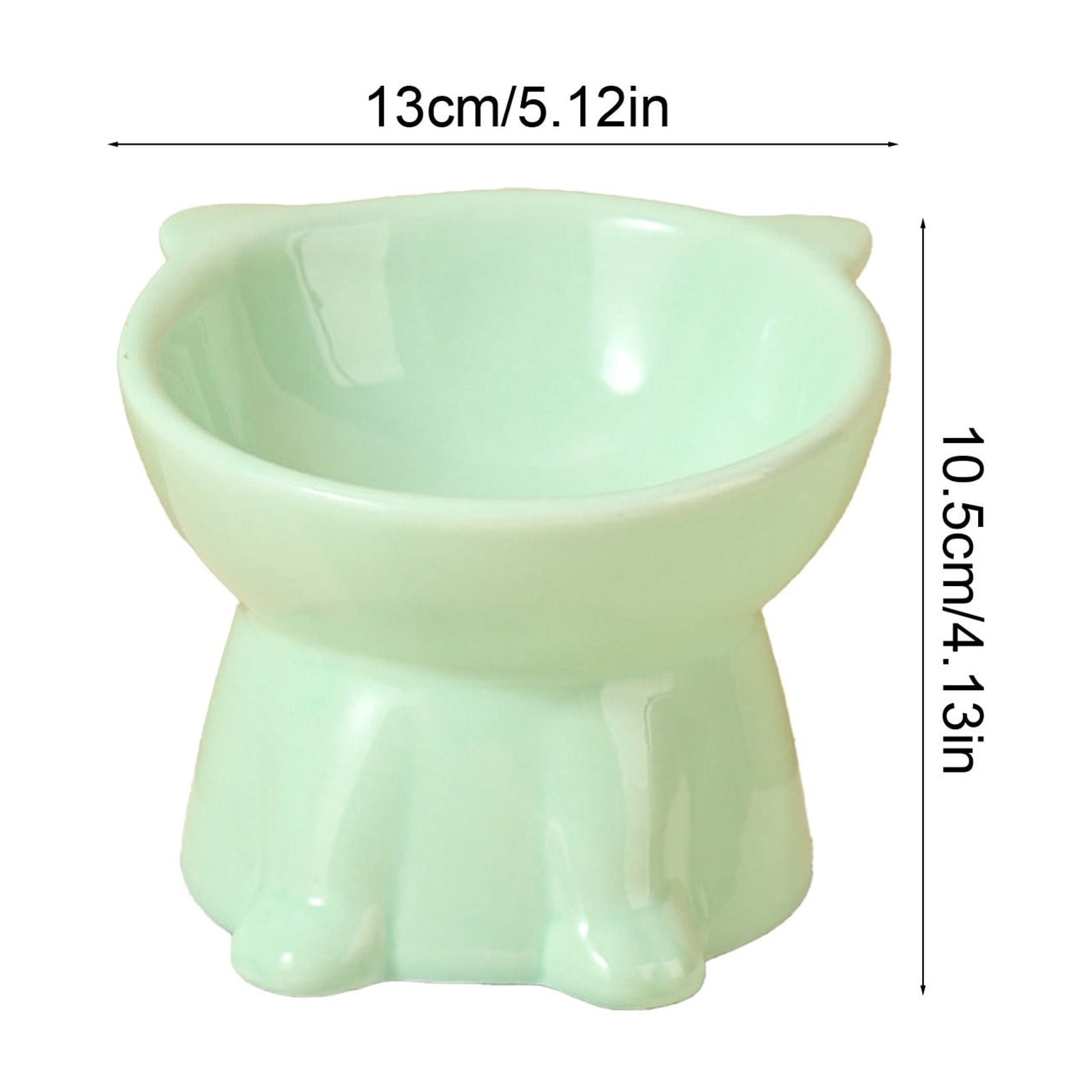 Cadorn 1 PCS Ceramic Cat Bowl, Anti-Tip Spill-Proof Pet Food and Water Dish, Durable Non-Skid Pet Feeder Bowl for Dogs and Cats Home Use, Green