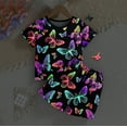 thumbnail image 2 of Baby Boys Outfits Summer Short Sleeve Luminous Butterfly Print T Shirt Tops Shorts Kids Clothes Black 18 Months-24 Months, 2 of 5