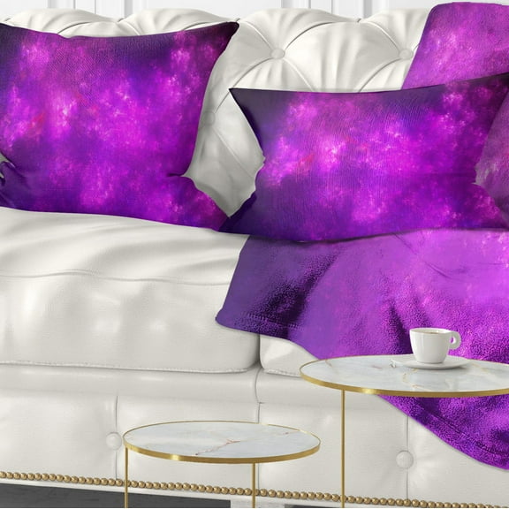 Designart Purple Starry Fractal Sky - Abstract Throw Pillow - 12x20