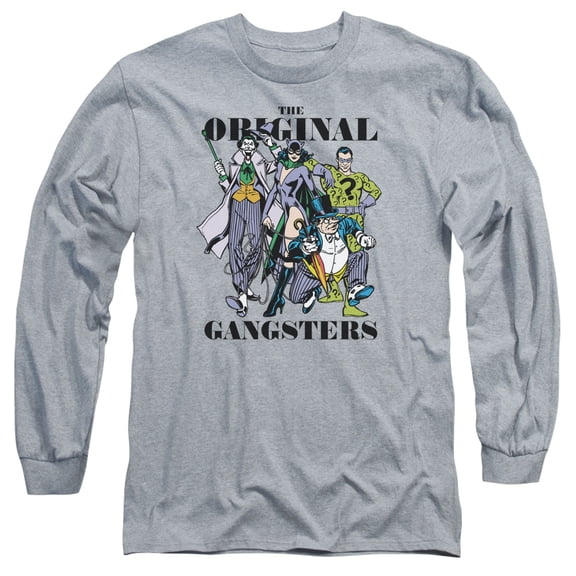 DC Comics Original Gangsters-Long Sleeve Adult 18/1 Athletic Heather