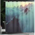 thumbnail image 4 of Ambesonne Nature Shower Curtain, Sunset View on Hills, 69"Wx84"L, Blue Brown, 4 of 5