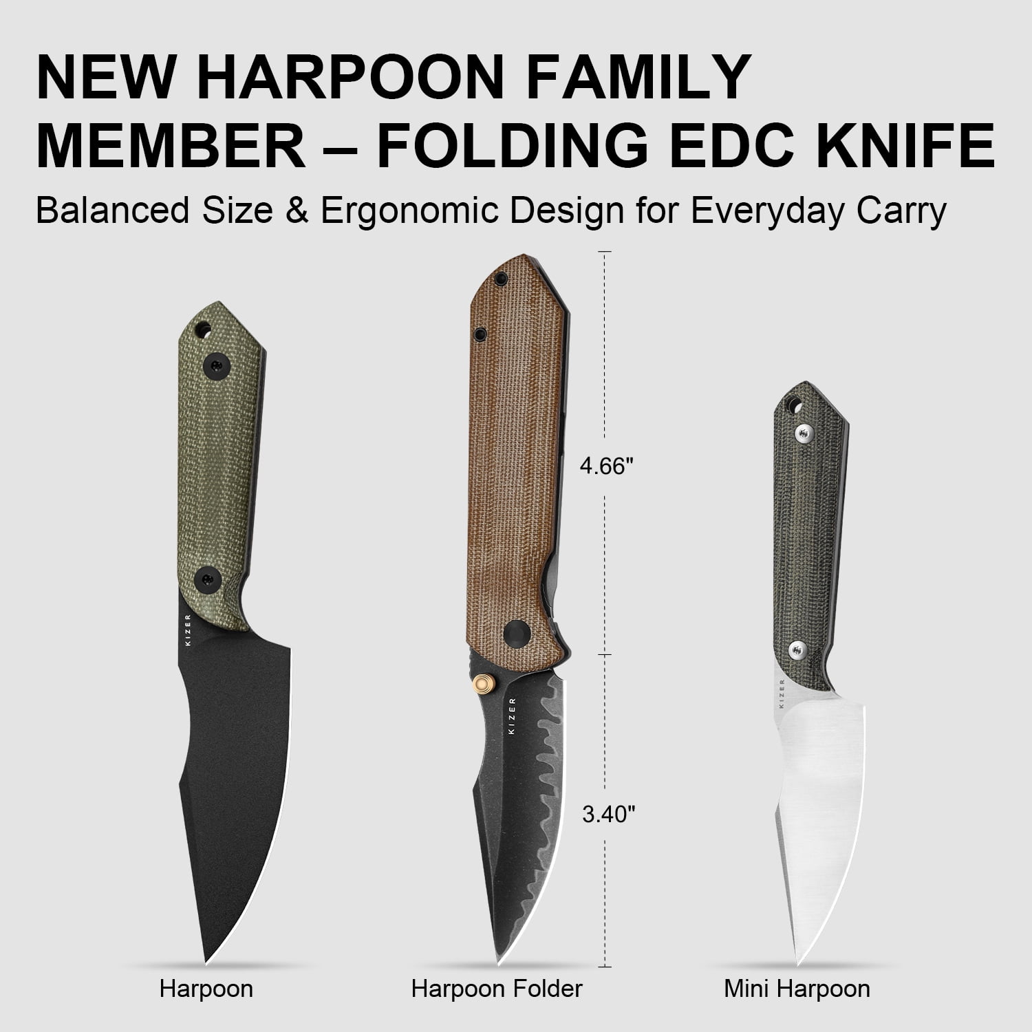 Kizer Harpoon Fold Folding Knife composite steel Blade Titanium & Micarta Handle Ki4784A4