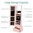 thumbnail image 6 of Best Choice Products 360 Swivel Standing Mirrored Jewelry Cabinet, LED-Lit Makeup Organizer w/ Mirror - Dusty Pink, 6 of 10