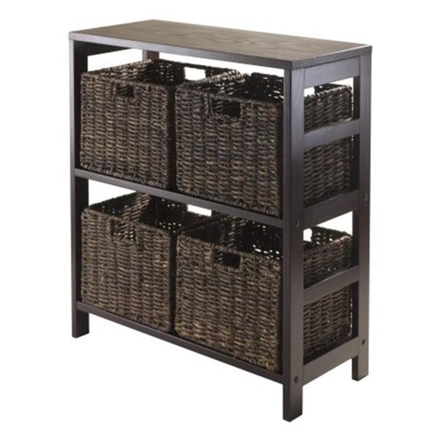 Granville 5pc Storage Shelf with 4 Foldable Baskets Espresso