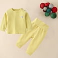thumbnail image 2 of Elainilye Fashion Baby Girl Fall Outfits Underwear Set Cotton Mock Neck Winter Coat High-waisted Pants 2 Piece Set,Yellow, 2 of 5