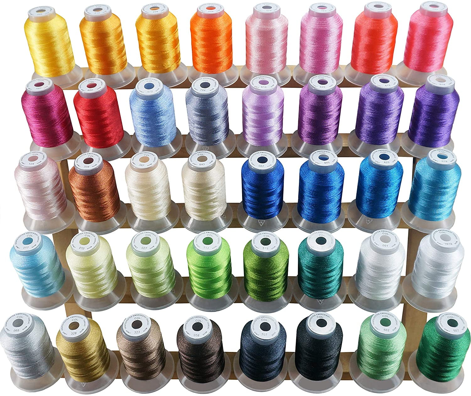 PeavyTailor 60 Colors Prewound Embroidery Bobbins 40 Wt Polyester Embroidery Machine Thread for Brother Babylock Janome Singer Pfaff Bernina Embroidery 