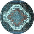 thumbnail image 1 of Ahgly Company Indoor Round Medallion Light Blue Traditional Area Rugs, 7' Round, 1 of 4