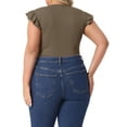 thumbnail image 4 of DARING DIVA Women's Plus Ruffle Sleeveless Slim Fit Stretchy Bodysuit 4X Light Brown, 4 of 5