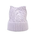 thumbnail image 2 of WTXUE Beanie Knit Hat Cat Ear Hat Cute Cat Knitted Hat Winter Knit Cable Hat for Women Girls Thick Fleece Lined Hat Soft Warm Hat Winter Hat Purple One Size, 2 of 4