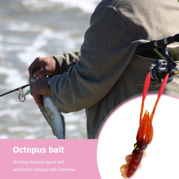 Señuelo de pesca Ndcxsfigh 15 cm Pulpo Calamar 3D Luminosos Rojo Oscuro