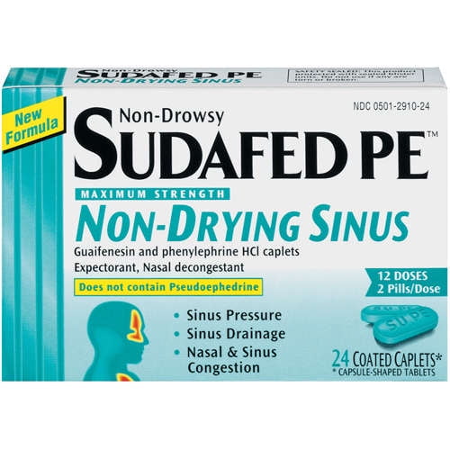 McNeil Sudafed PE NonDrying Sinus, 24 ea