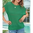 thumbnail image 4 of Women'S Round Neck Hollow Crochet Short Sleeve Top Green XL, 4 of 6