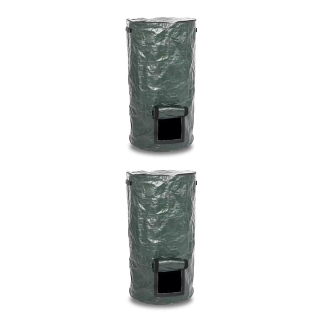 Bewildely Bolsa de recolección de residuos de abono de tela de PE para invernadero de jardín, contenedor de fermento plegable portátil, bote Type1 NO1