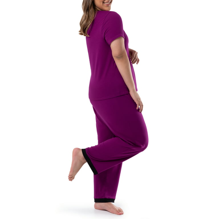 Fruit of the Loom Women's Soft & Breathable V-Neck Pajama Set, 2