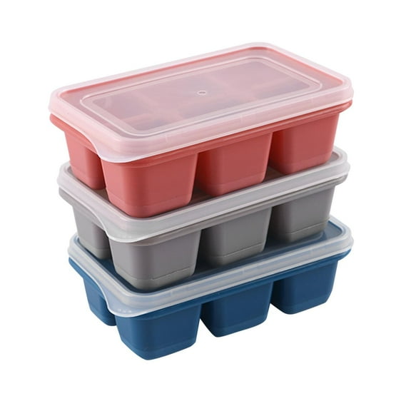 Ice Cube Trays 3 Pack with Lid Stackable Small Ice Cube Molds Easy Release Silicone Bottom for Freezer Mini Fridge Travel Dorm Retro Household Silicone Ice Lattice