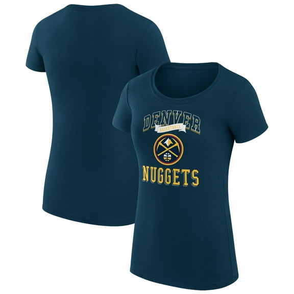 Women's G-III 4Her by Carl Banks Navy Denver Nuggets Super-Slim Fit Lightweight Team Logo T-Shirt