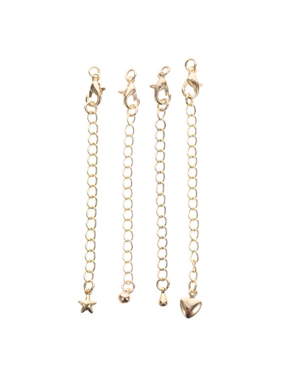Stainless Steel Necklace Extension Chain Bracelet Extender Tails Necklaces Gold 4 Pcs