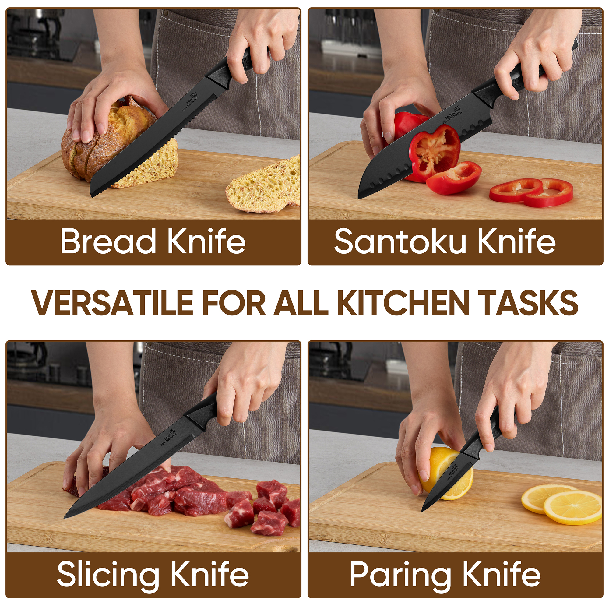Vesteel 43-Piece Kitchen Knife and Utensil Set, High Carbon Stainless Steel Kitchen Knives with Silicone Cooking Utensils, Non-Stick Cookware, Ultra-sharp & Rust