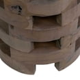thumbnail image 2 of Maeve Grey Wash Open Slat Solid Wood Round Drum Accent Table by East at Main - Round Rustic Teak Wood Side Table / End Table (12x12x18), 2 of 5