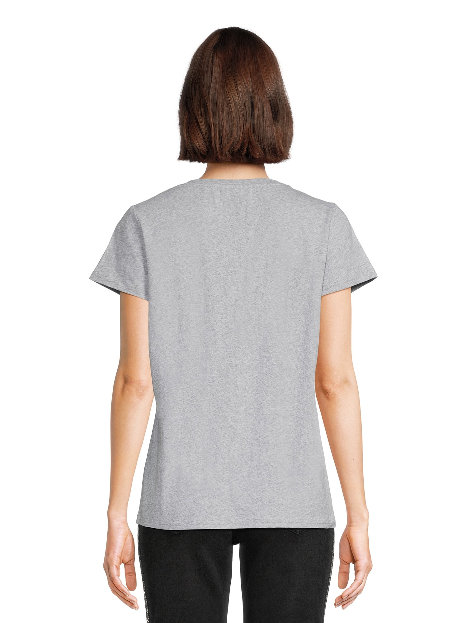 RealSize Women's Shirred V-Neck Tee with Short Sleeves, Sizes XS-3XL