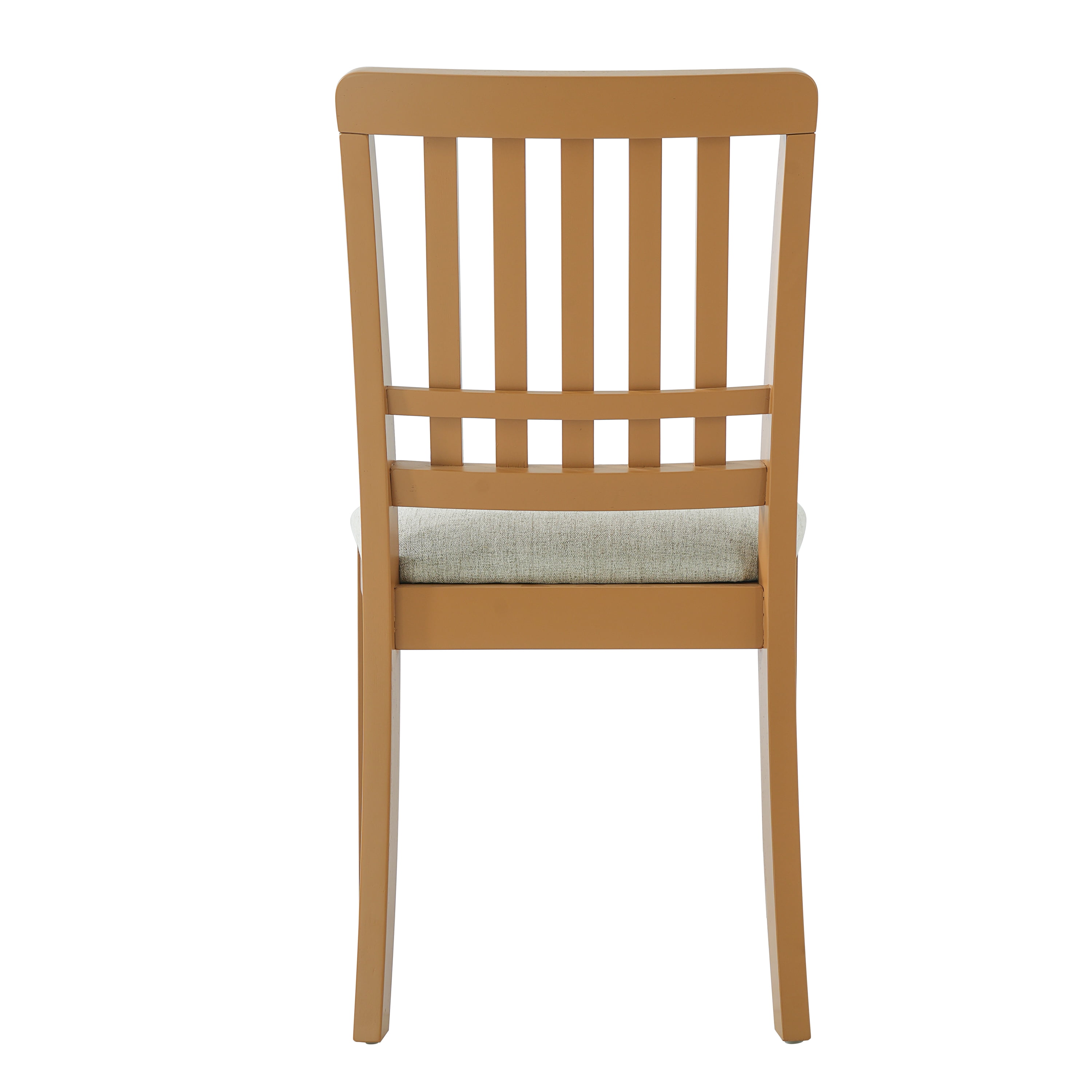 Dining Chair Set of 2, Curved Wood Backrest with Gray Fabric Seat for Dining Room Apartment, Light Brown