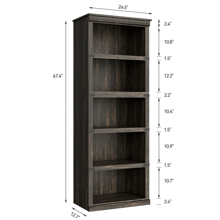 Framed 5-Shelf Bookcase, True popular Black Oak