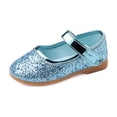 thumbnail image 7 of GiLiling Girls Mary Jane Flats, Glittery Sequin Upper Adjustable Strap, Soft Non-Slip Sole Sandals for Parties Weddings (Blue, 10.5-11 Years), 7 of 7