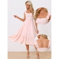 thumbnail image 2 of DARING DIVA Square Neck Boho Sleeveless Ruffle Tiered Smocked Sundress XS Pink, 2 of 6